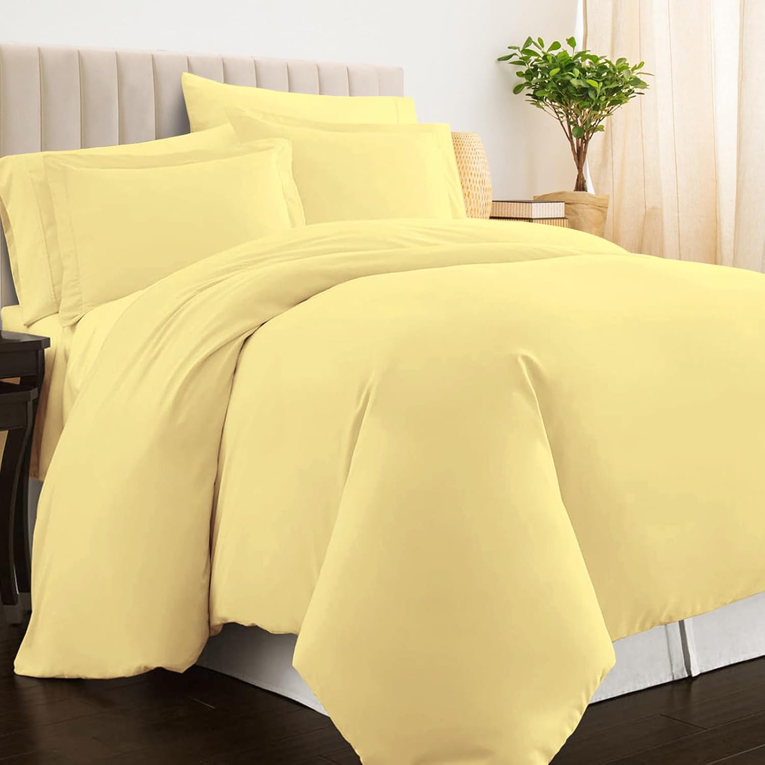 100% Cotton Super King Duvet Cover Set Mellow Yellow