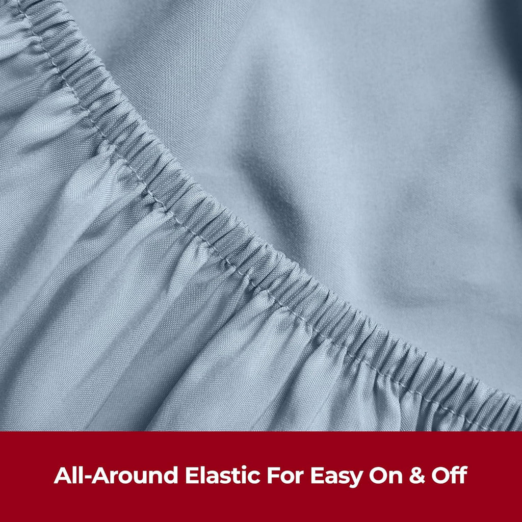 King Size Fitted Sheets Soft Brushed Microfiber 150x200 cm Blue Hydrangea