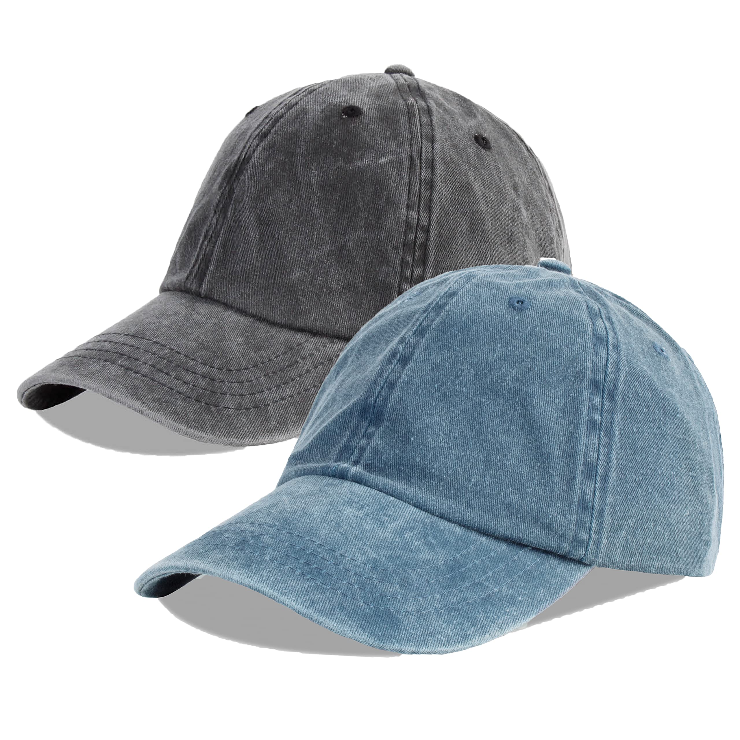 LANGZHEN Unisex Baseball Cap 100% Cotton Fits Men Women Washed Denim Adjustable Dad Hat